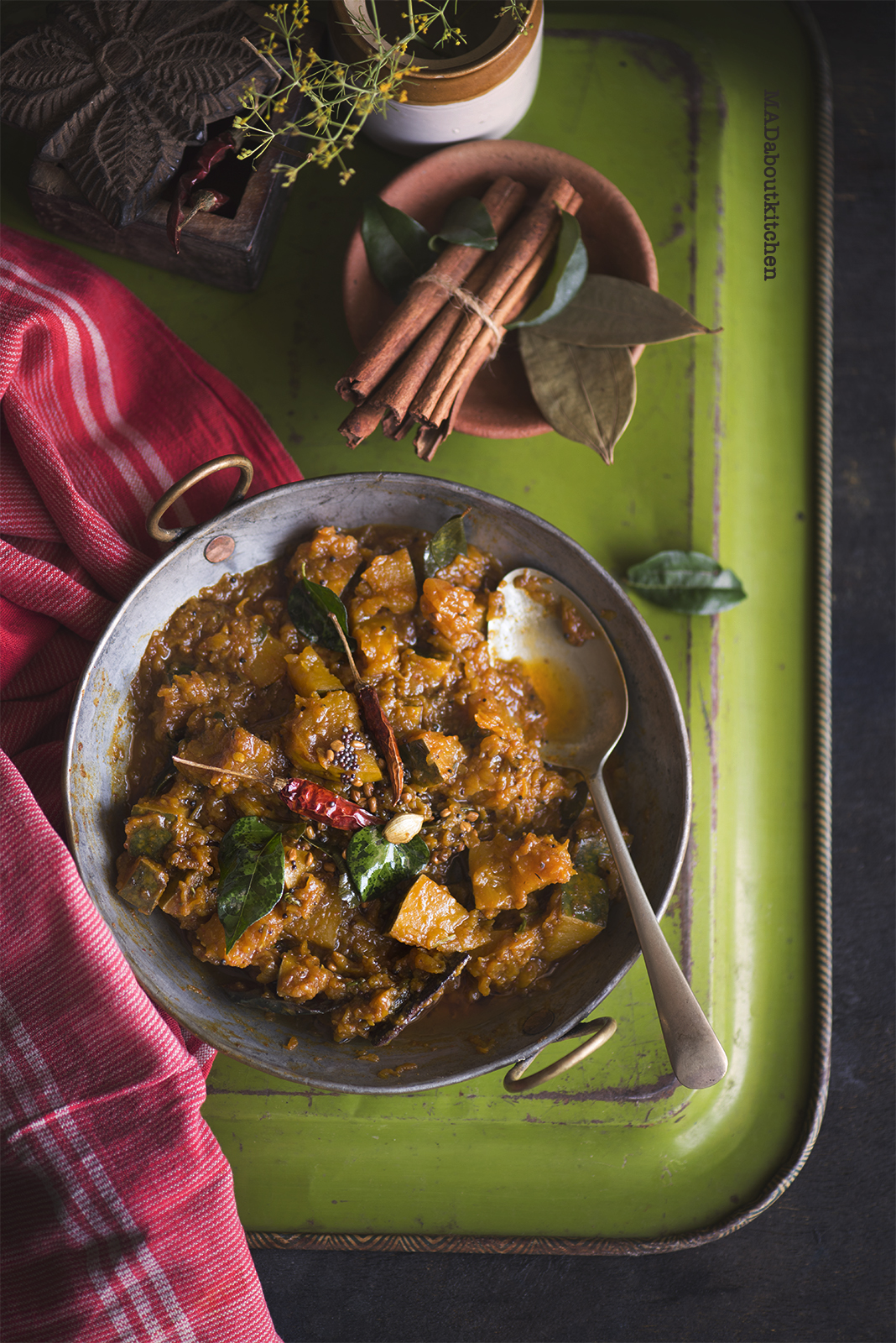 Khatta Meetha Kaddu is an Indian Stir Fry made of Sweet Pumpkin and a whole lot of spices. This stir fry is tangy, sweet and spicy and is usually served with rotis or puris.