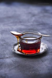 Caramel Syrup, is made by caramelising sugar. Caramel Syrup resembles Honey or Maple Syrup and is a basic syrup that is vastly used in desserts.