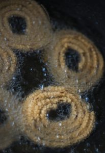 Chakli is a deep fried Indian savoury snack made of rice flour which is crisp and melts in the mouth and is made during Ganesha Chathurthi & other festivals