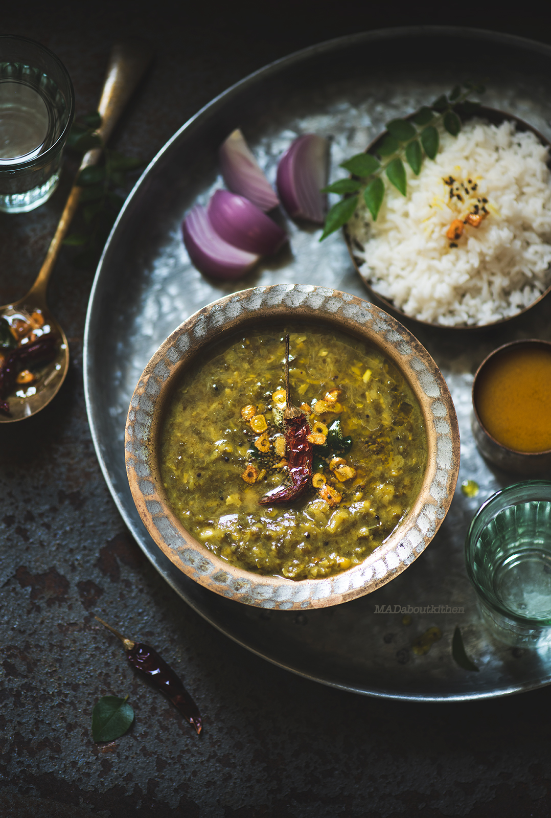 Pappu Charu is one of the most famous dishes in Andhra restaurants here. Pappu means Dal and Chāru means Kadi.