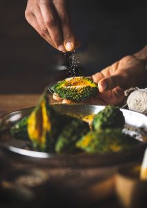 Bharela karela is stuffed bitter guard which is a tasty accompaniment to Dal,roti or rice. It is a deep fried, spicy, punjabi dish made using small gourds