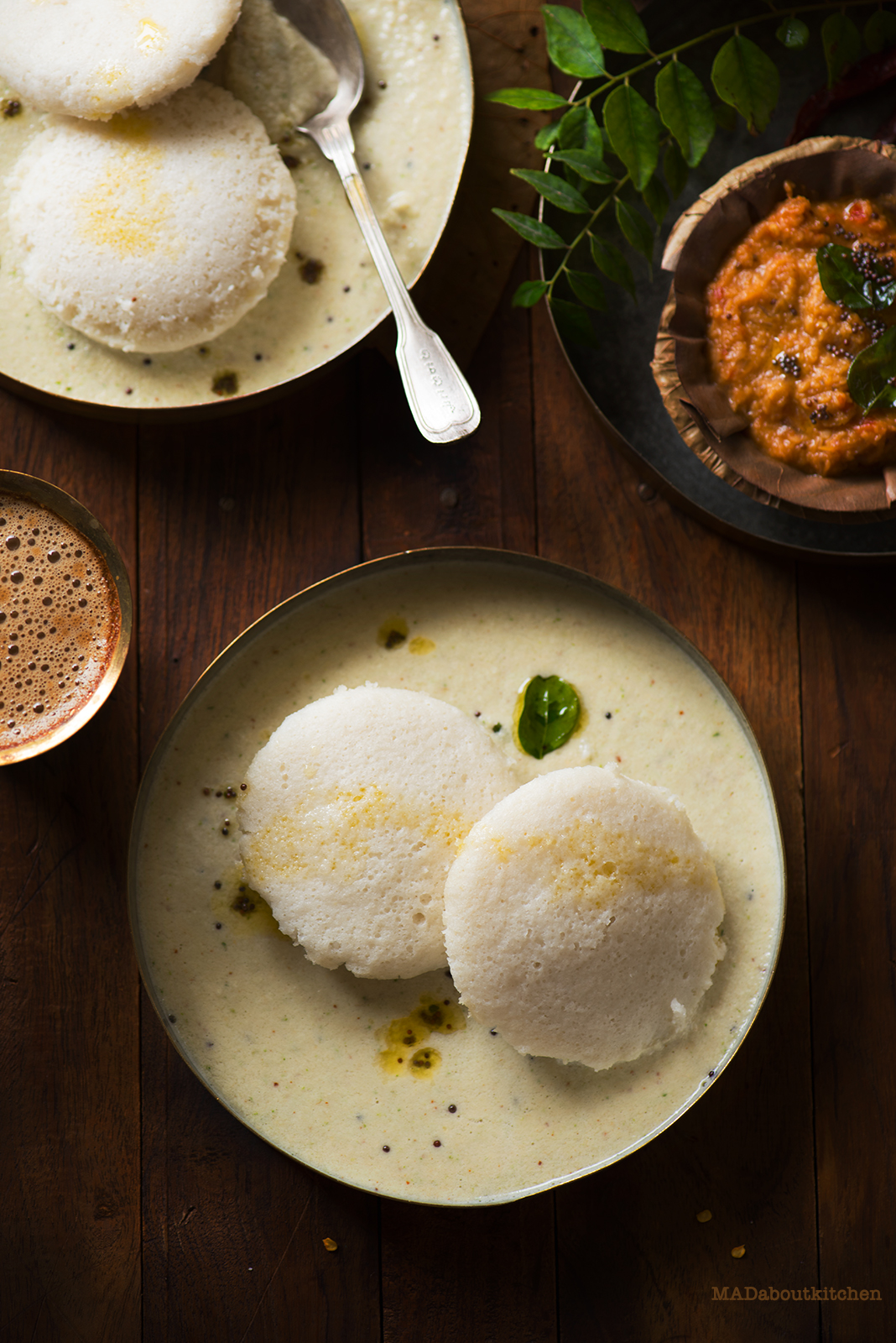 Idli is one of the most famous and most common breakfast dishes in India , specially in South India. Idly is a soft rice dumplings which are steamed and considered very healthy. 