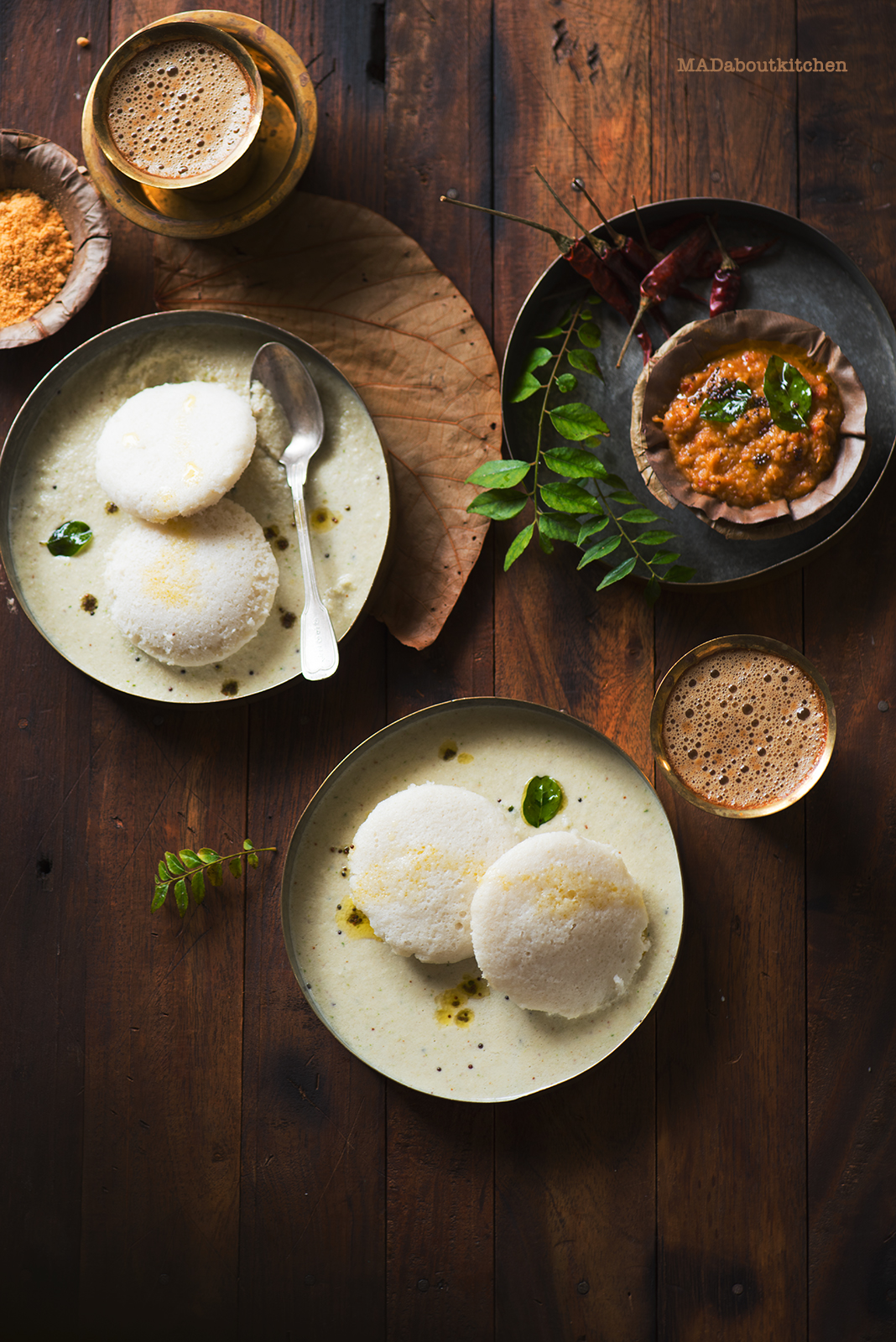 Idli is one of the most famous and most common breakfast dishes in India , specially in South India. Idly is a soft rice dumplings which are steamed and considered very healthy. 