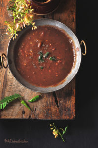 Hunase Gojju is Tangy, Spicy, Sweet Curry. Hunase Gojju is a speciality of Karnataka, one of the South- Indian states. Food photography and Foodstyling by Madhuri Aggarwal.