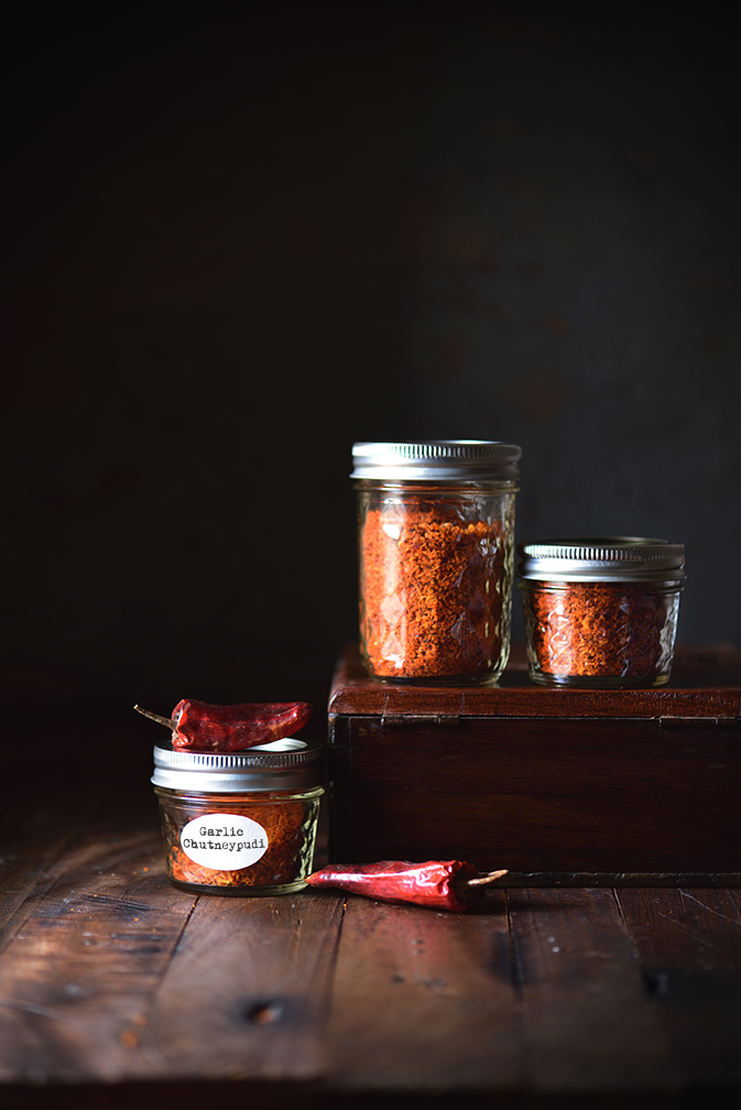 Garlic Chutney Powder is a coarse spicy powder which can be had with Indian breads and Steamed Rice which is absolutely finger licking. Food Photography and Foodstyling by MADaboutkitchen.