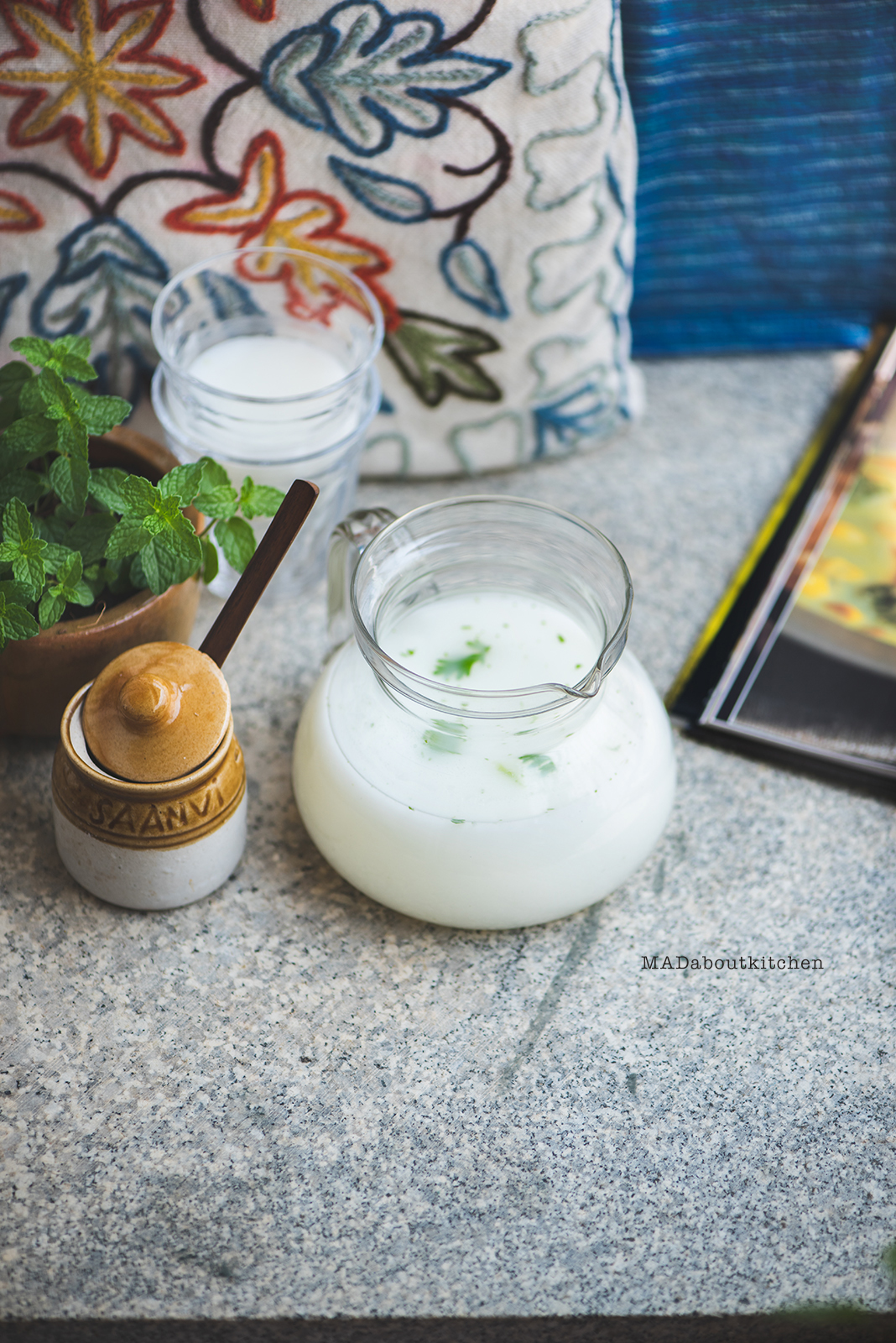 Chaas, is one of the most soothing, cool drink that can be made at home. I use different flavours everyday and hence never can have enough of it. Majjige is also commonly known as Buttermilk in India.