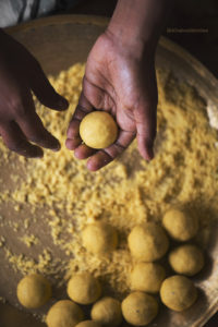 Homemade Besan Ladoo or Gram flour balls are one of the most common and most easiest ladoos made in India.