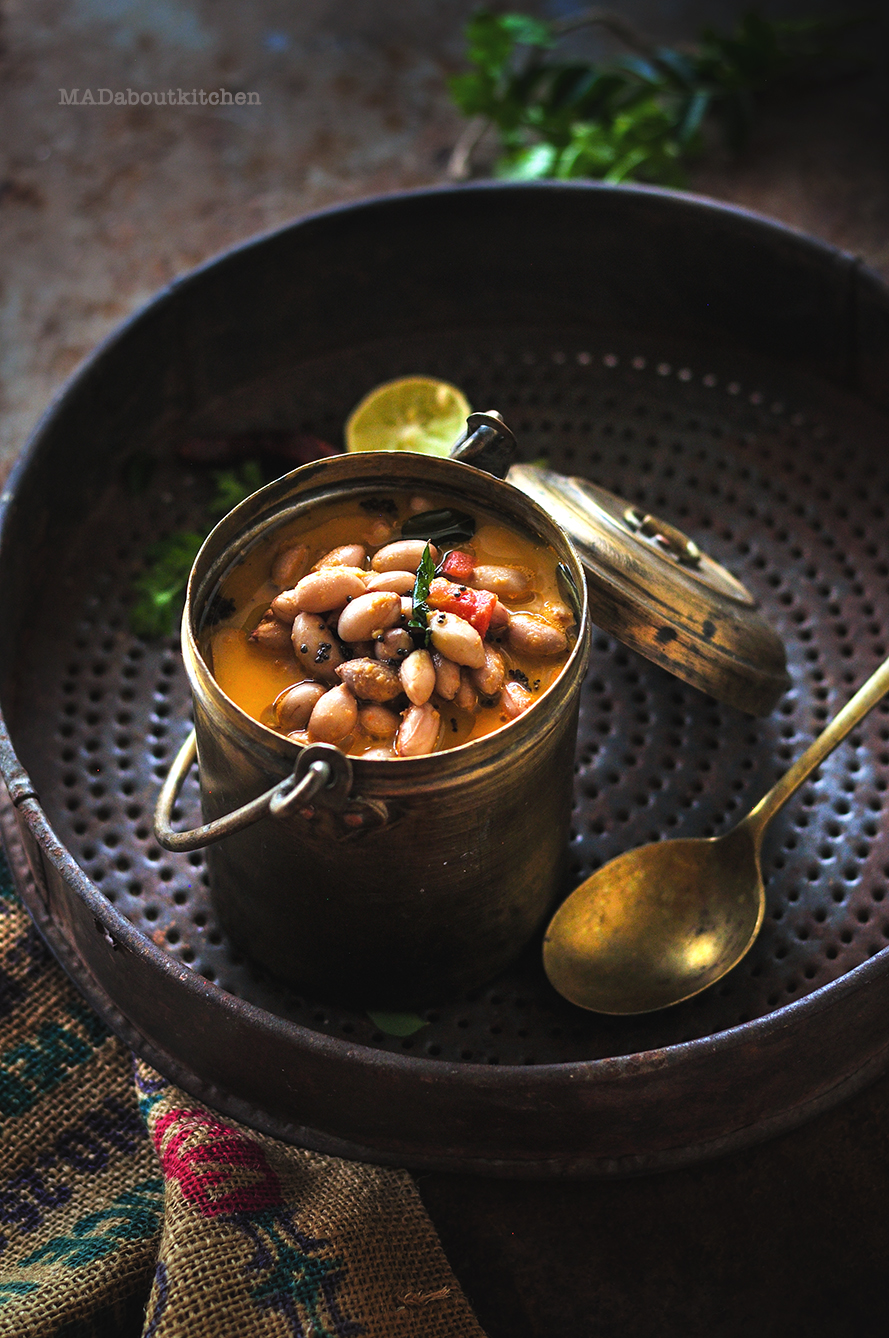 Peanut Sambar is a spicy, creamy curry made during winter season. Winter is the time for fresh groundnuts and this sambar is one of my favourite things to make.