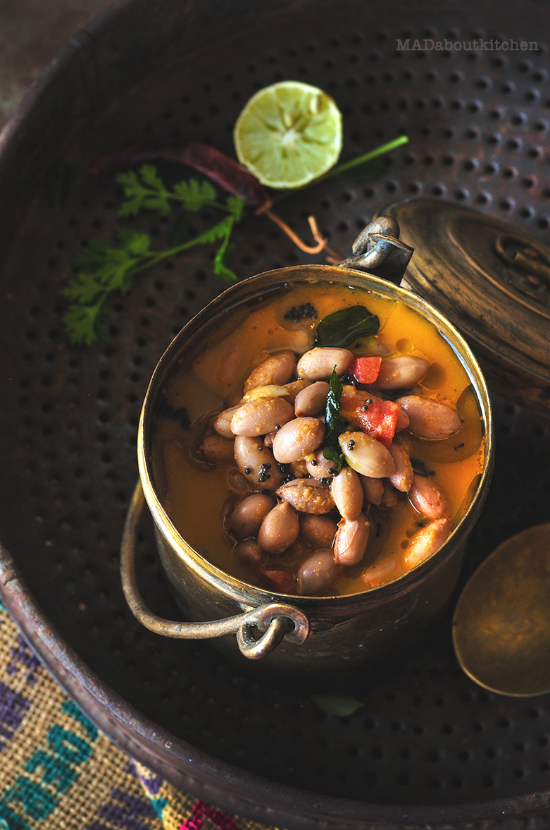 Peanut Sambar is a spicy, creamy curry made during winter season. Winter is the time for fresh groundnuts and this sambar is one of my favourite things to make.