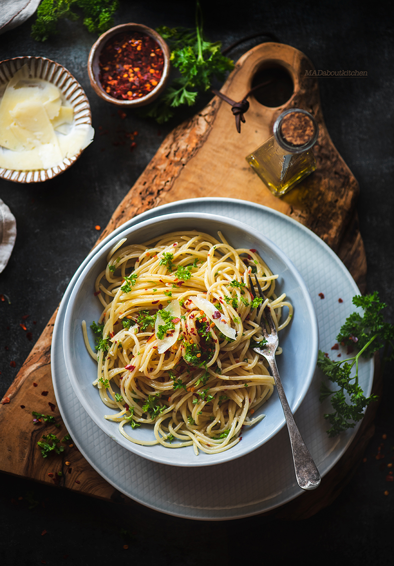Aglio e Olio is one of the most famous, quick & basic Italian pasta recipes. Aglio e Olio means Garlic & Oil which are the main ingredients of this dish.