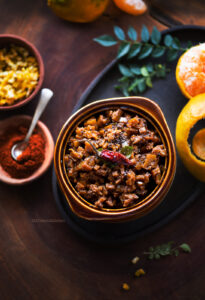 Kittale Sippe Gojju made of Orange peel is bitter, sweet and spicy and tastes absolutely heavenly with hot steamed rice and ghee.