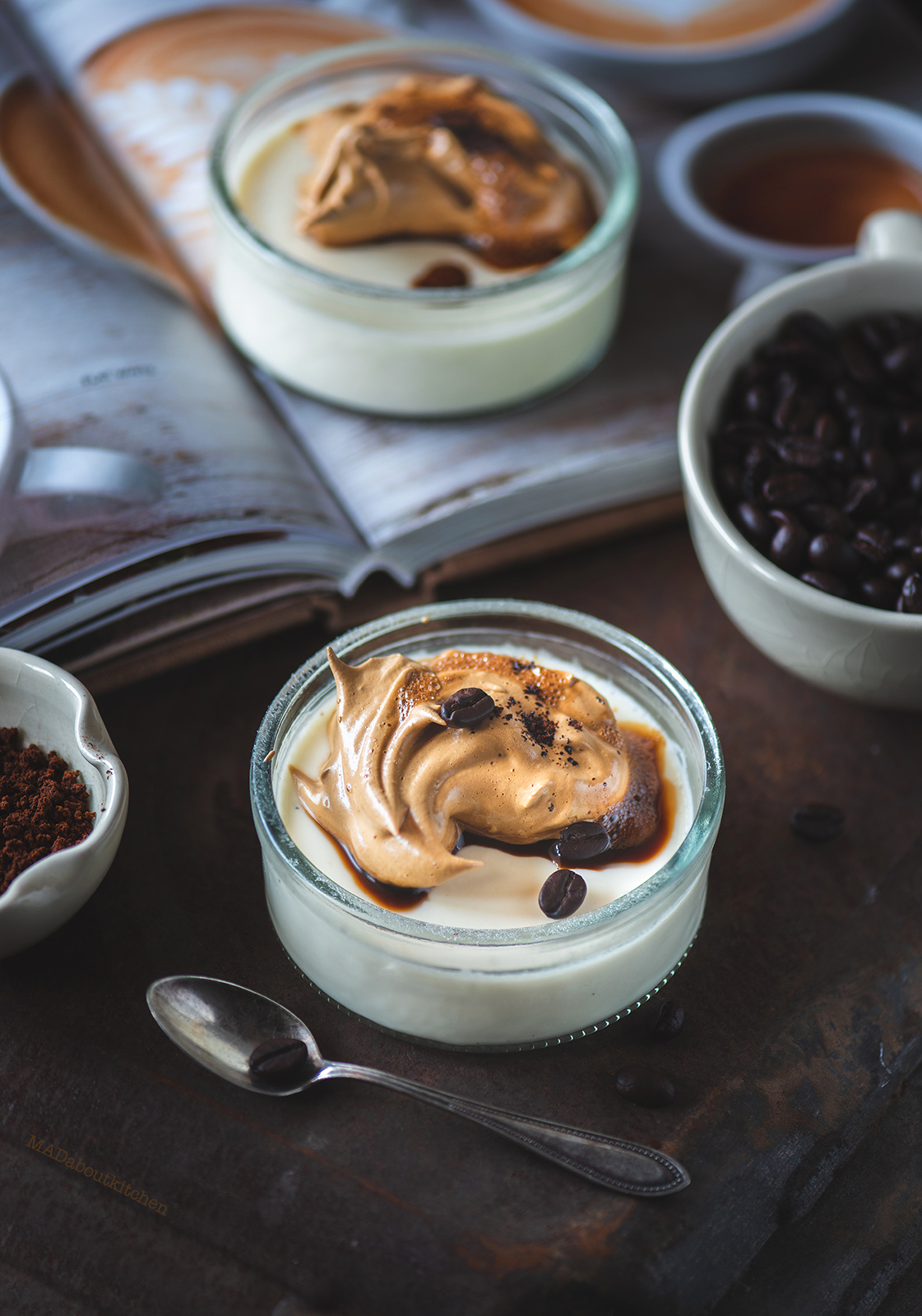 Dalgona Coffee Panacotta is a variation of the Dalgona Coffee or the whipped coffee. This is vanilla coffee topped with whipped coffee.