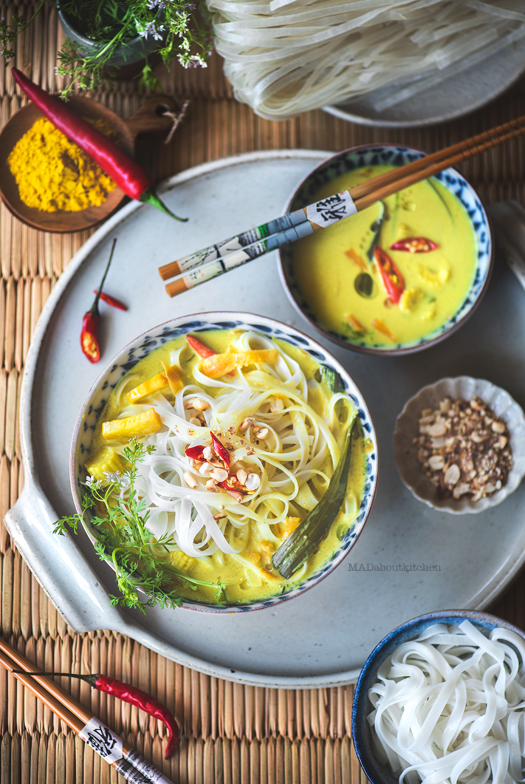 Rice noodle soup is a light soup made using various vegetables and coconut milk. With the flavours of South east Asia this is makes for light meal. 