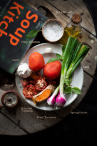 Roasted Tomato Turmeric soup literally takes tossing ingredients on a pan and roasting it in the oven, blending and serving & it is as simple as that.