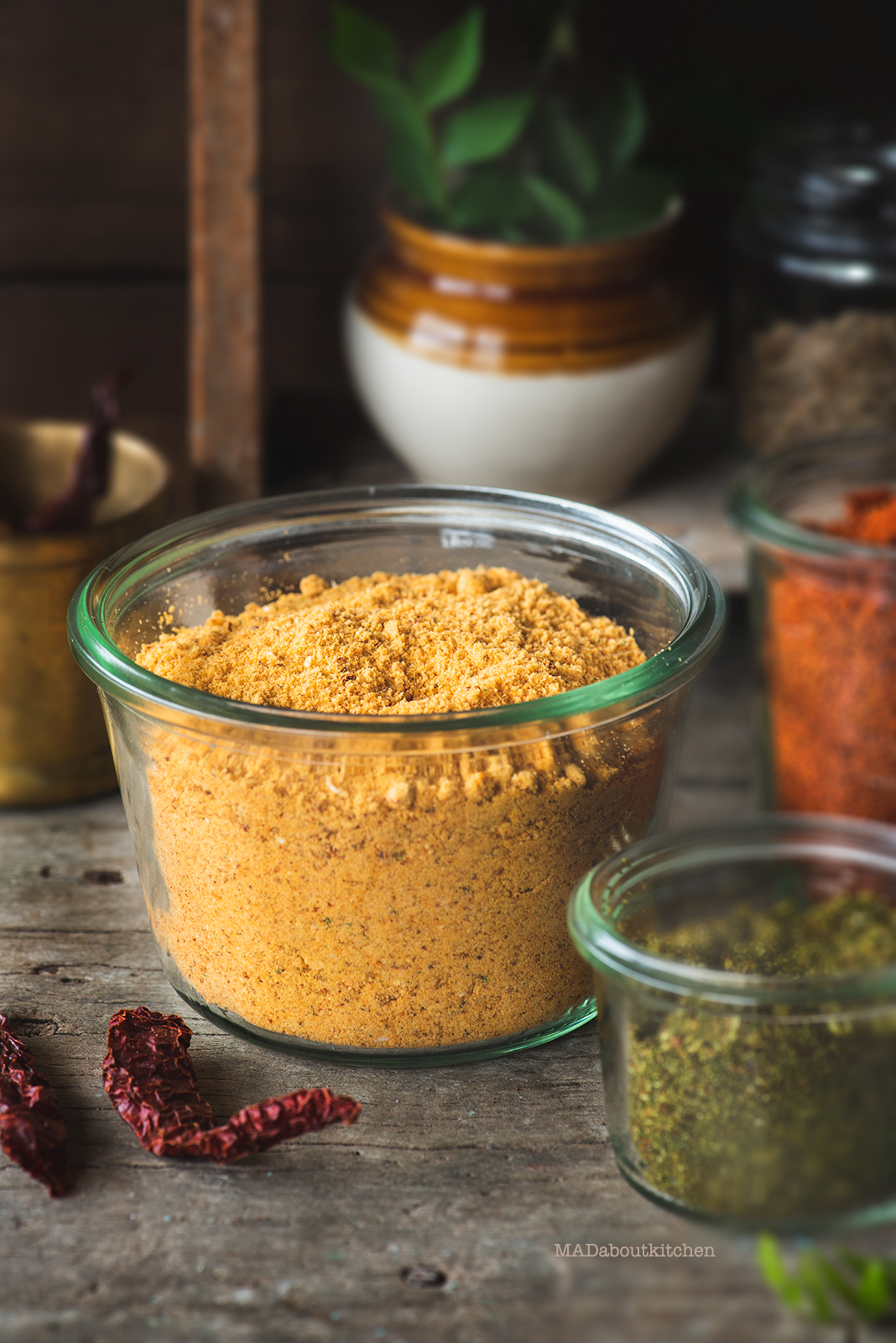 Andhra Style chutney powder or more famously known as Gunpowder is a spicy, garlic powder made using roasted lentils and powdered coarsely.